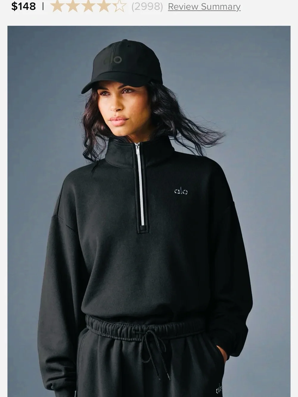 Alo Accolade Womens Black Quarter-Zip Pullover
